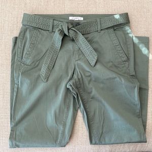 Loft sage green chino pants with belt